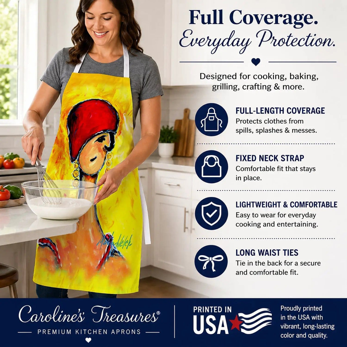 Kitchen Apron | Bib Style Unisex | 27"W x 30"H | Azalines Earrings Lady