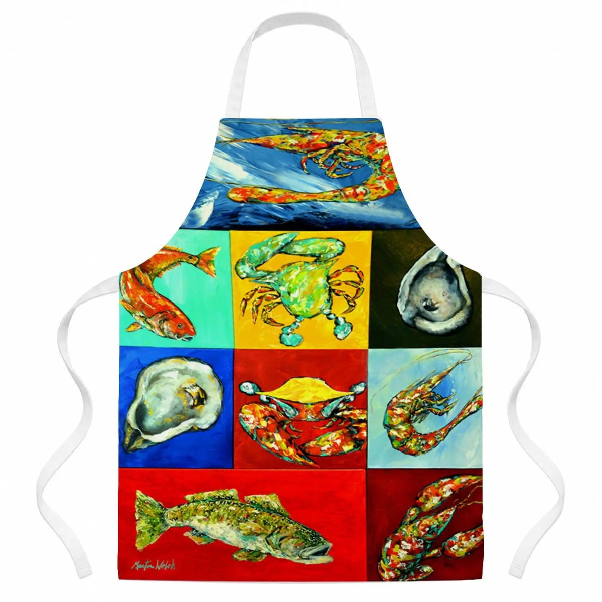 Kitchen Apron | Bib Style Unisex | 27"W x 30"H | Mixed Seafood
