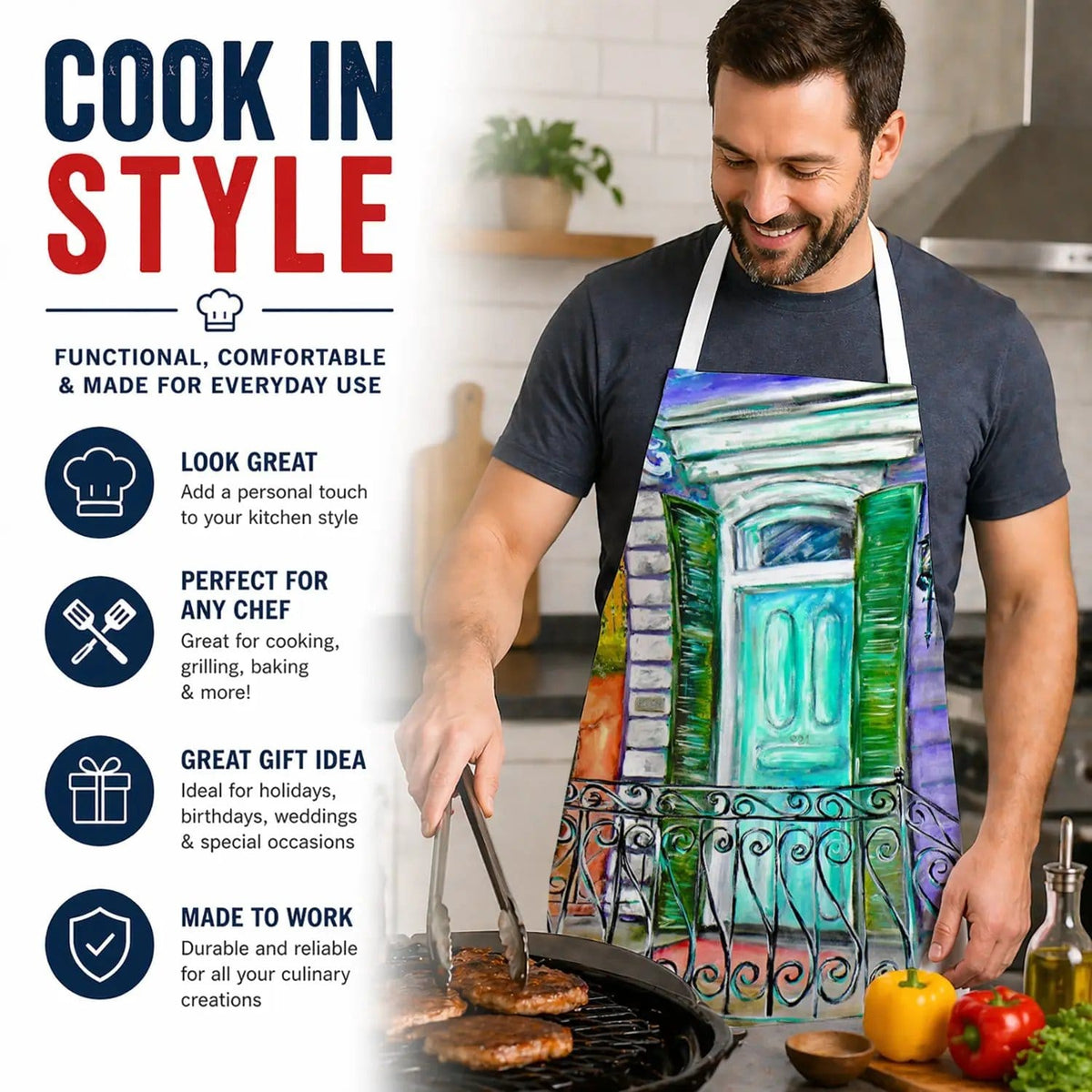 Kitchen Apron | Bib Style Unisex | 27"W x 30"H | The House Next Door