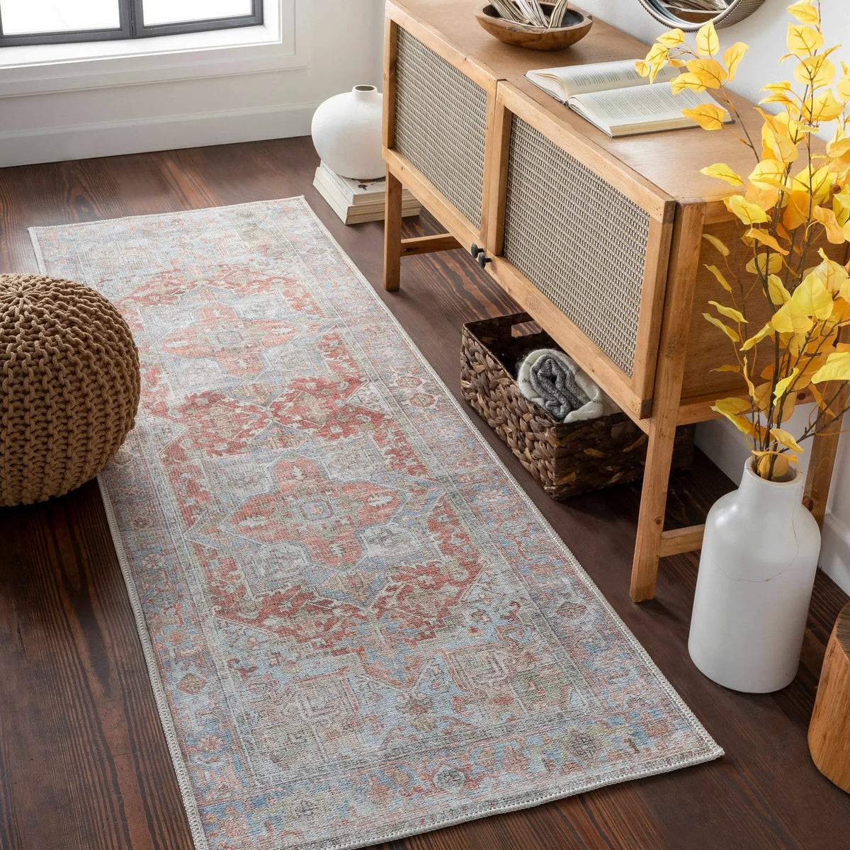 Maayon Medallion Rust Washable Area Rug from PriceLows™