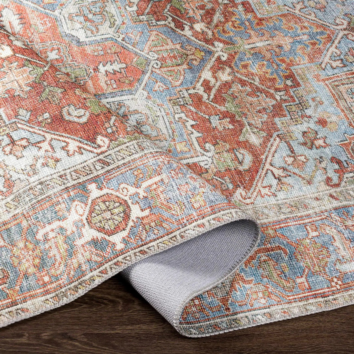 Maayon Medallion Rust Washable Area Rug from PriceLows™