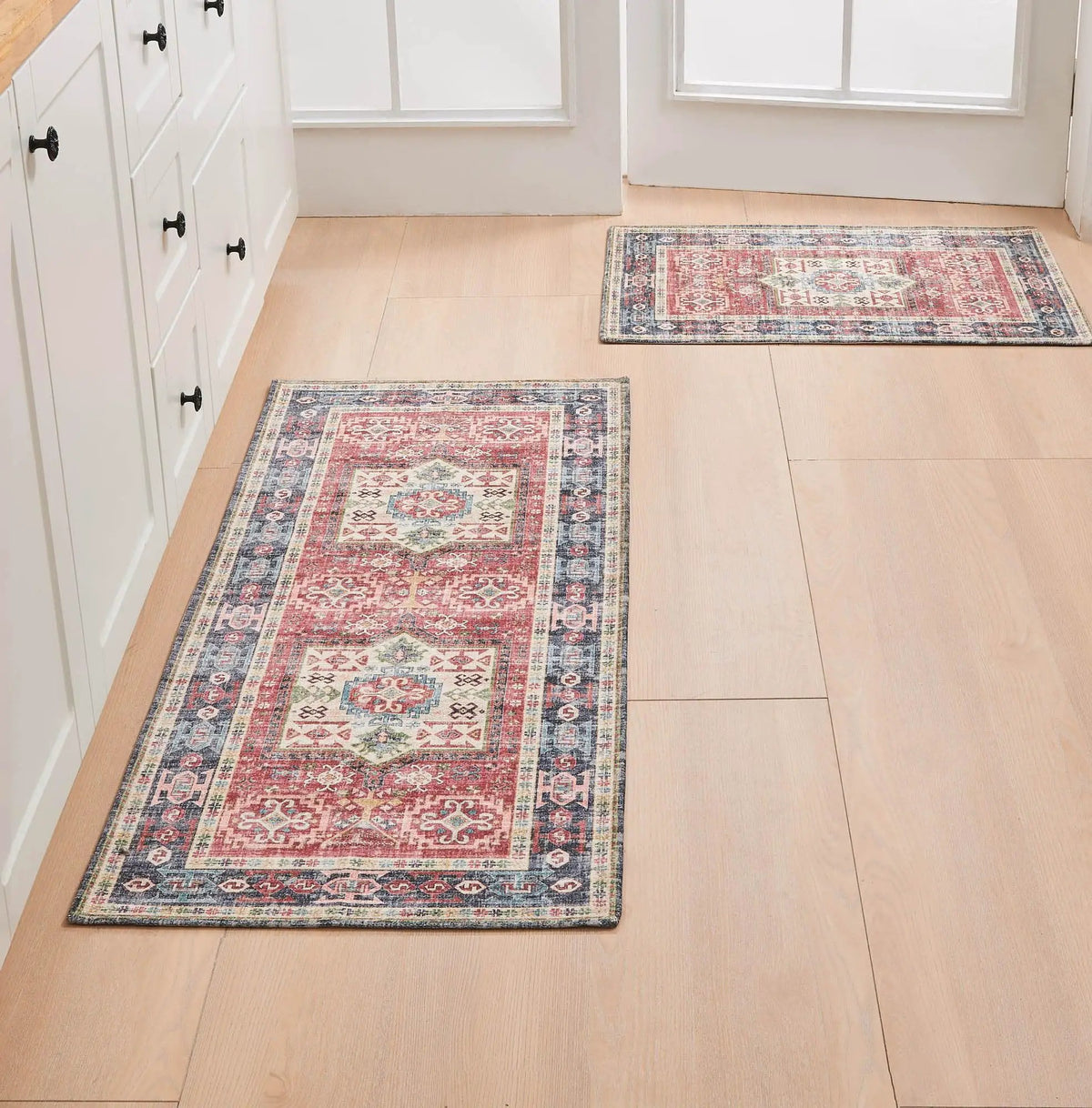 Medallion Machine Washable Accent Area Rug & Runner 2 Pack - Nava Collection from PriceLows™