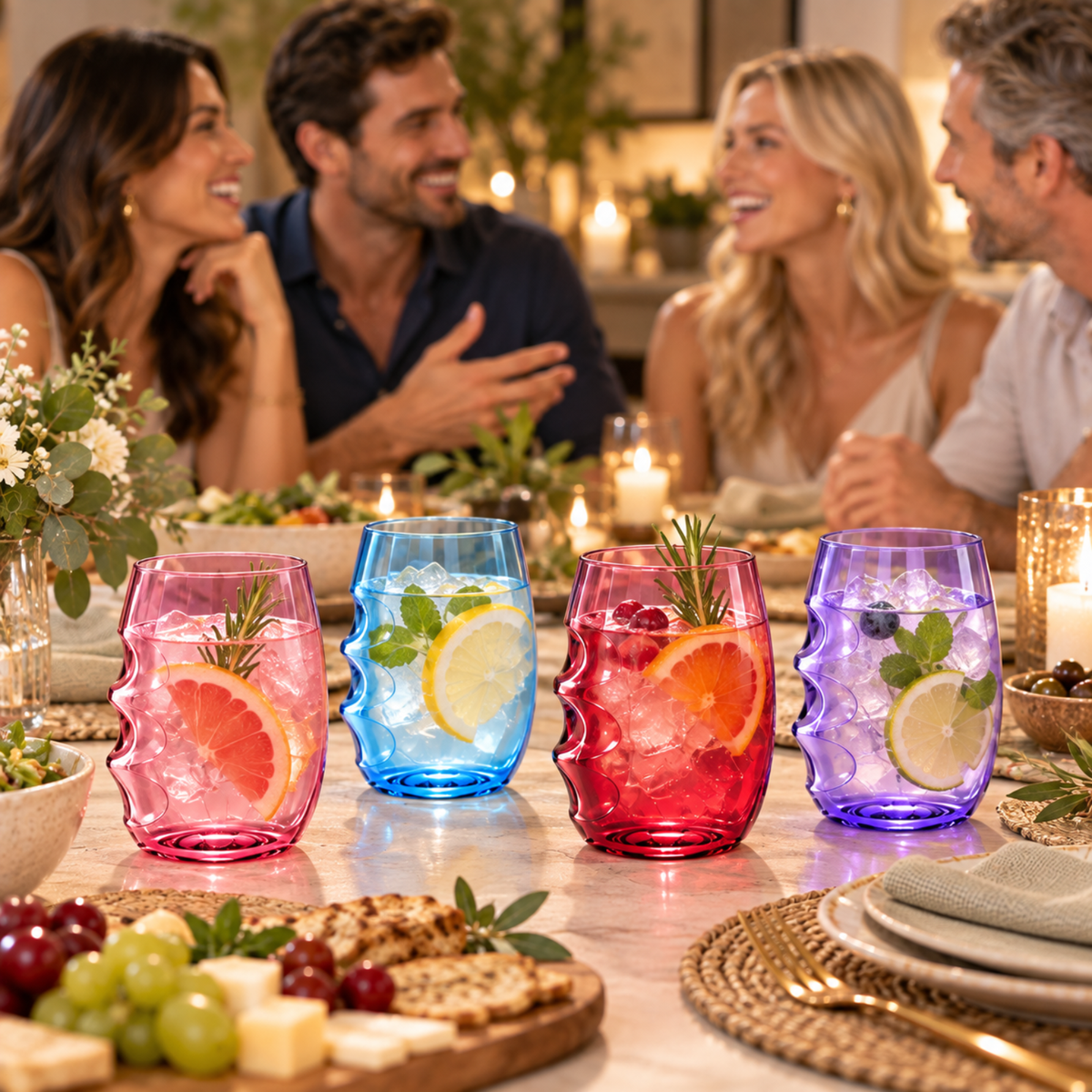 Madrid Acrylic Stemless Wine Glassware | Set Of 4
