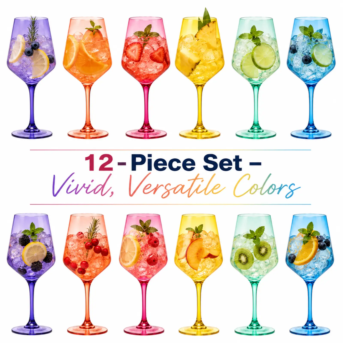 Madrid Acrylic Stemmed Wine Glassware | Set Of 12
