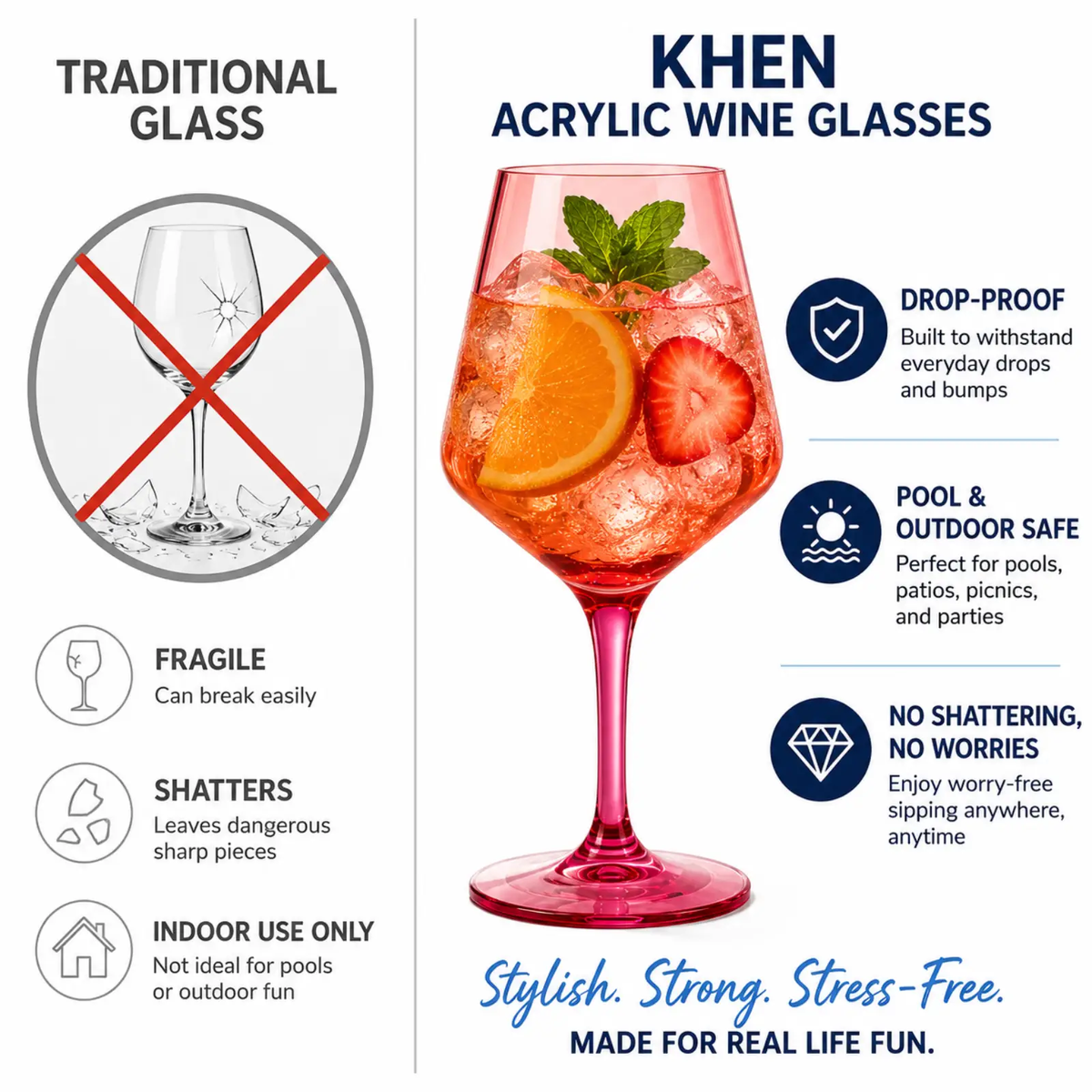 Madrid Acrylic Stemmed Wine Glassware | Set Of 12