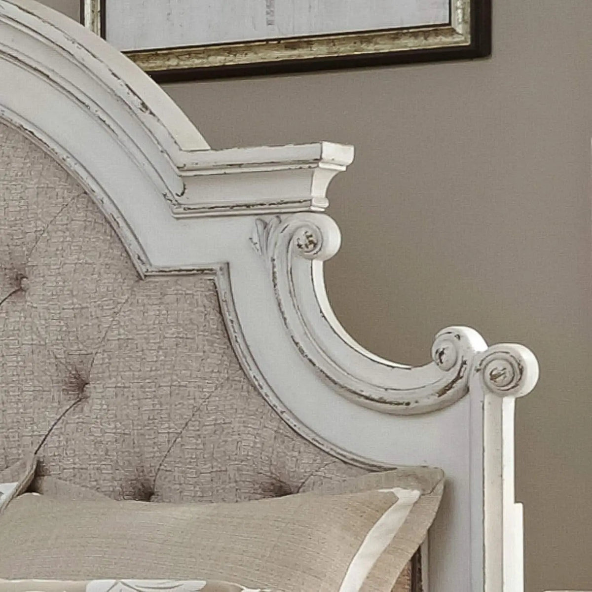 Magnolia Manor Queen Upholstered Headboard With Arched Crown from PriceLows™