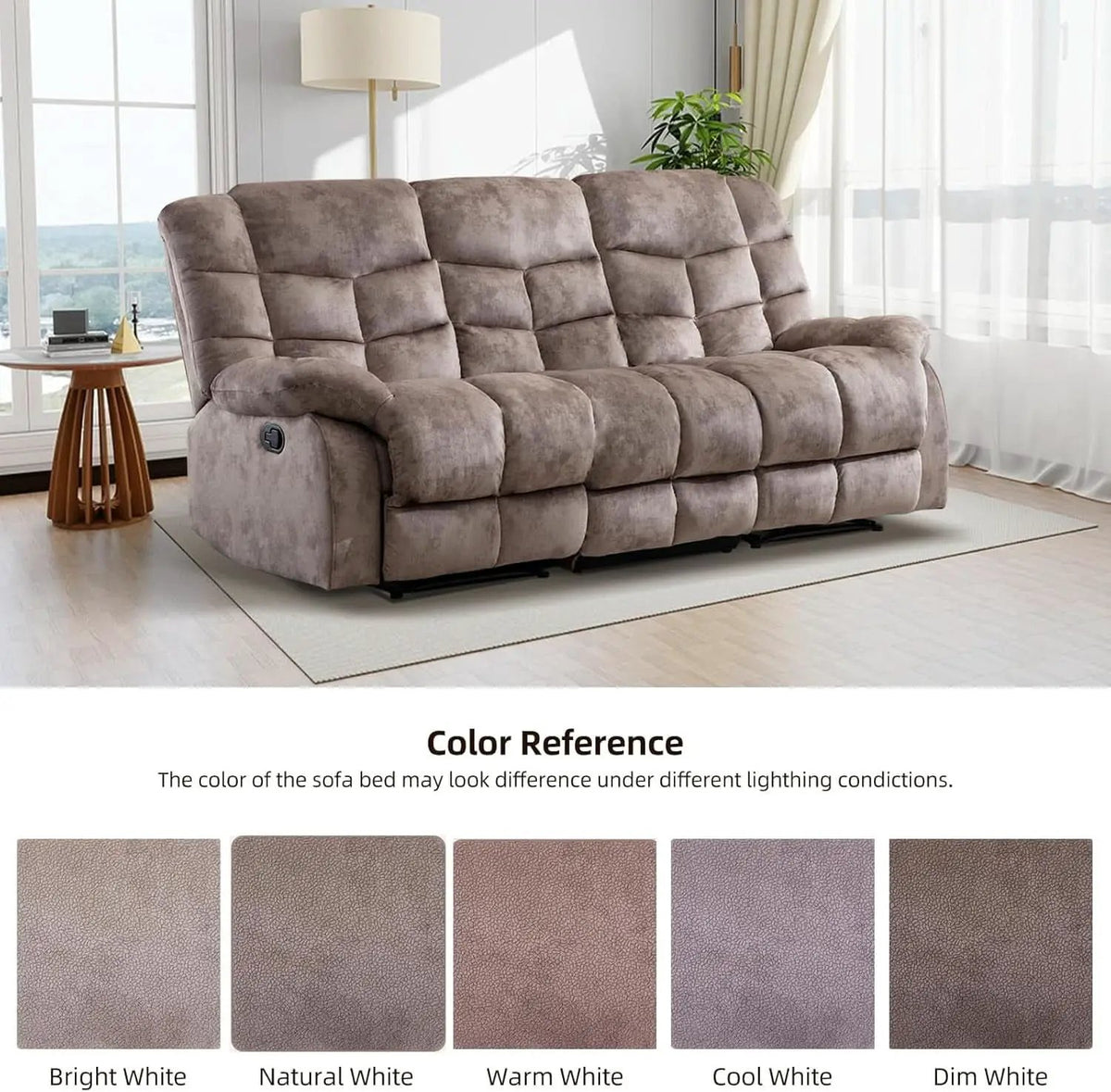 Manual Recliner Sofa Set Memory Foam Cushions Brown from PriceLows™