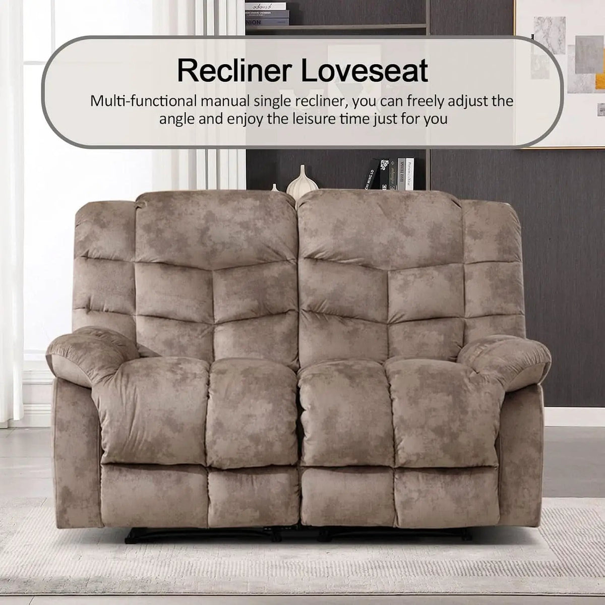Manual Two Seat Loveseat Recliner Sofa Light Brown from PriceLows™