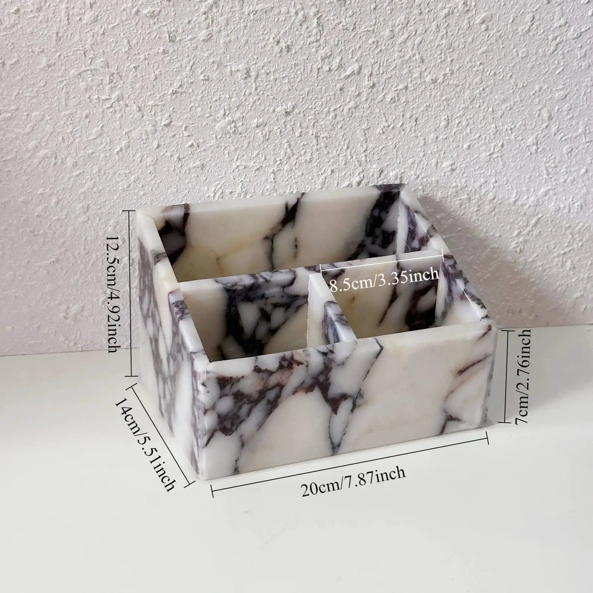 Luxury Calacatta Viola Natural Marble Desktop Organizer, Multi-Layer Stone Tray for Pens, Makeup Brushes, Jewelry Organizer from PriceLows™