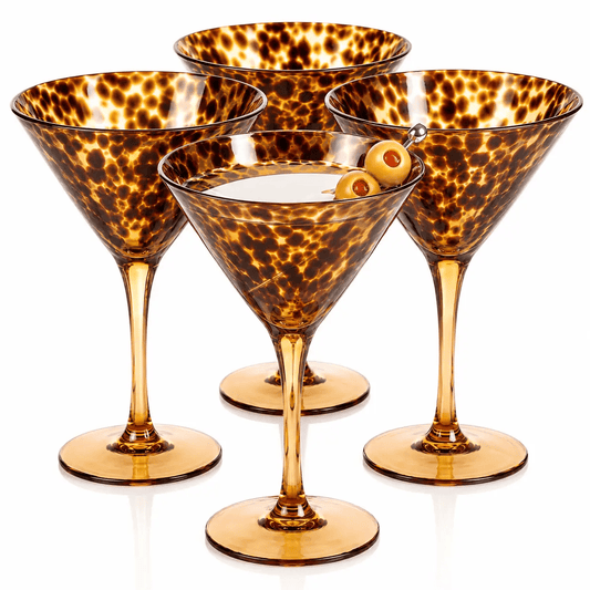 Martini Glass Set Leopard Print Durable Borosilicate