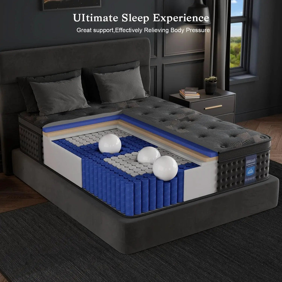 Queen 12 Inches Hybrid Memory foam Mattress CertipurUS from PriceLows™