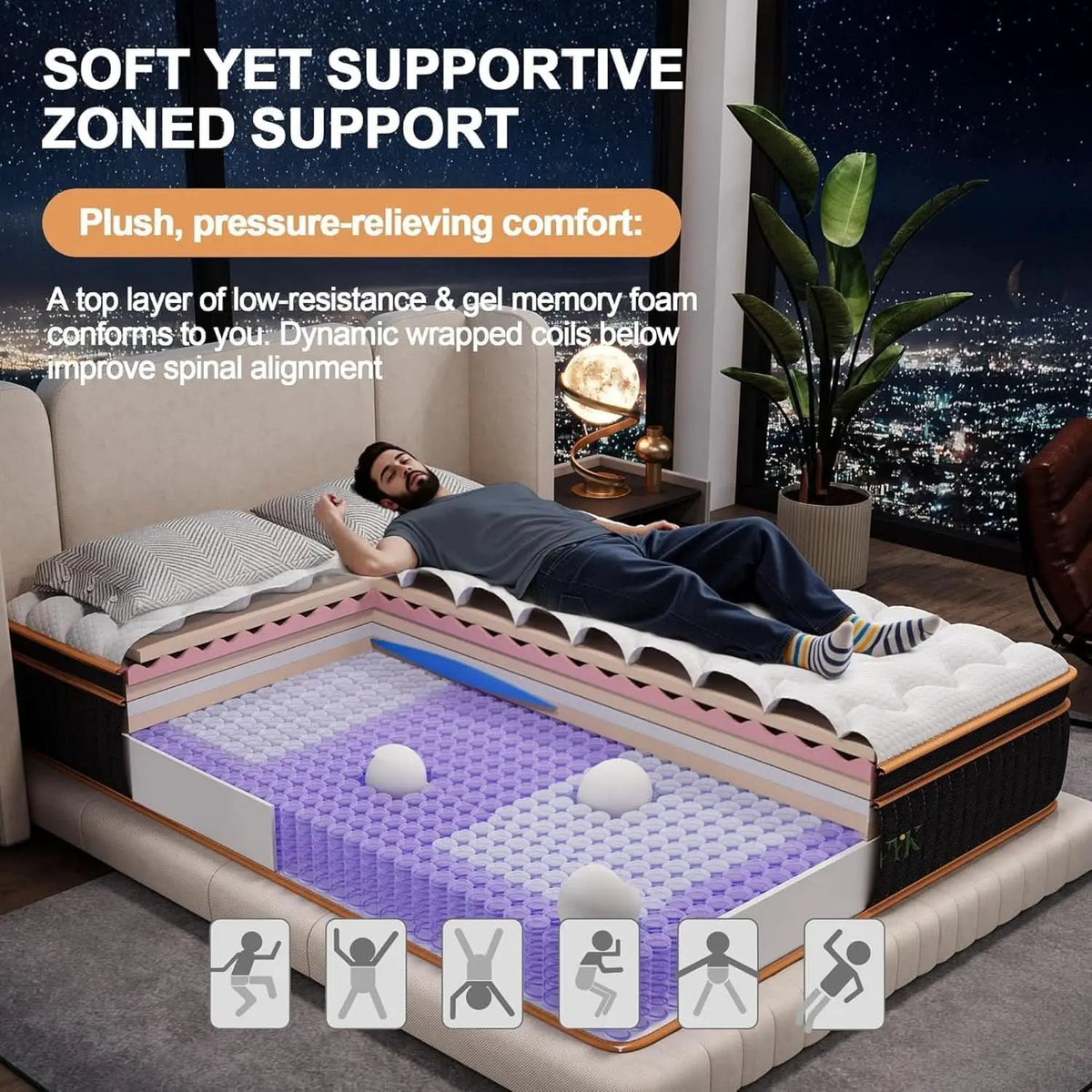 Queen Hybrid Mattress TwelveInch Memory Foam Edge Support from PriceLows™