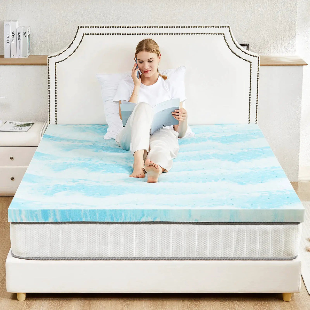 JHK 2-4 Inch Gel Memory Foam California King Mattress Topper Cooling Mattress Soft and Breathable Bed Topper Bedroom Furniture from PriceLows™