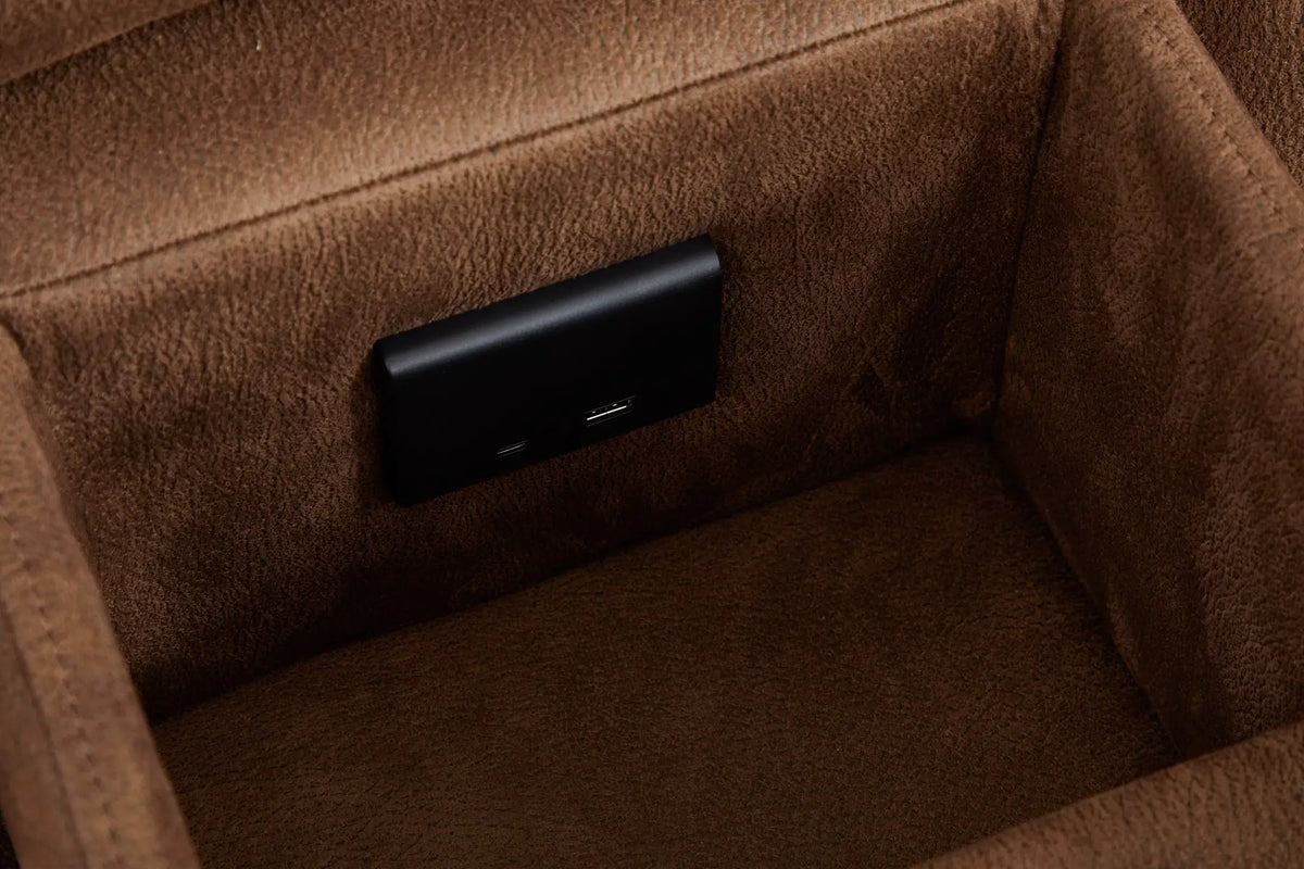 Power Reclining Sectional | 6 Piece | Immersive Sound | Mocha Faux Leather