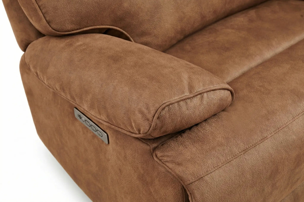 Power Reclining Sectional | 6 Piece | Immersive Sound | Mocha Faux Leather