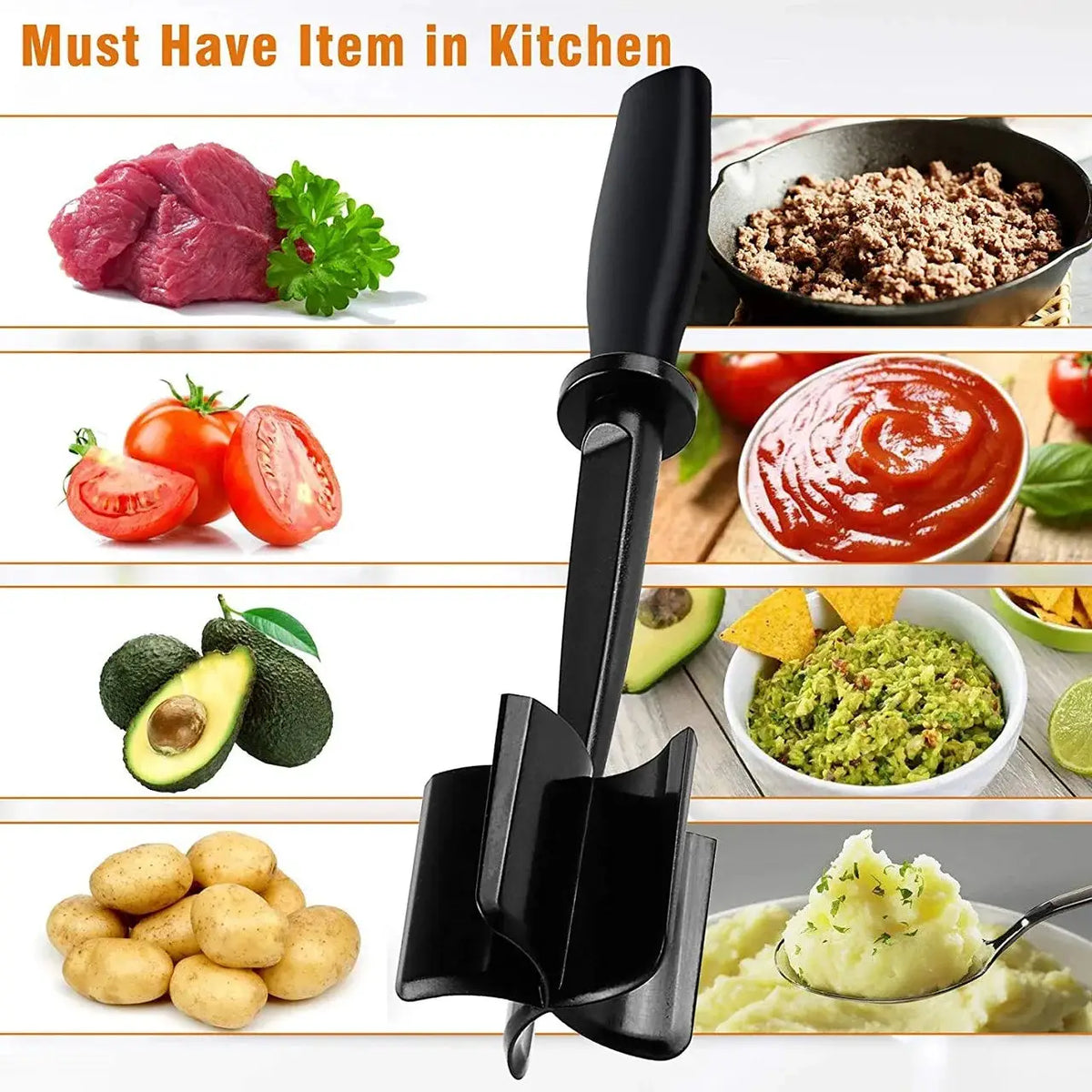 1pc Meat Chopper, Hamburger Chopper, Premium Heat Resistant Masher And Smasher For Hamburger Meat, Ground Beef, Ground Turkey from PriceLows™