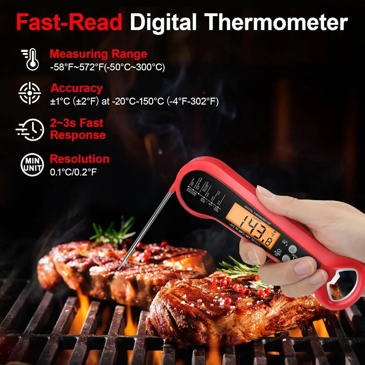 Meat Thermometer | Long Cable For Easy Reading | Digital Waterproof Dual Probe from PriceLows™