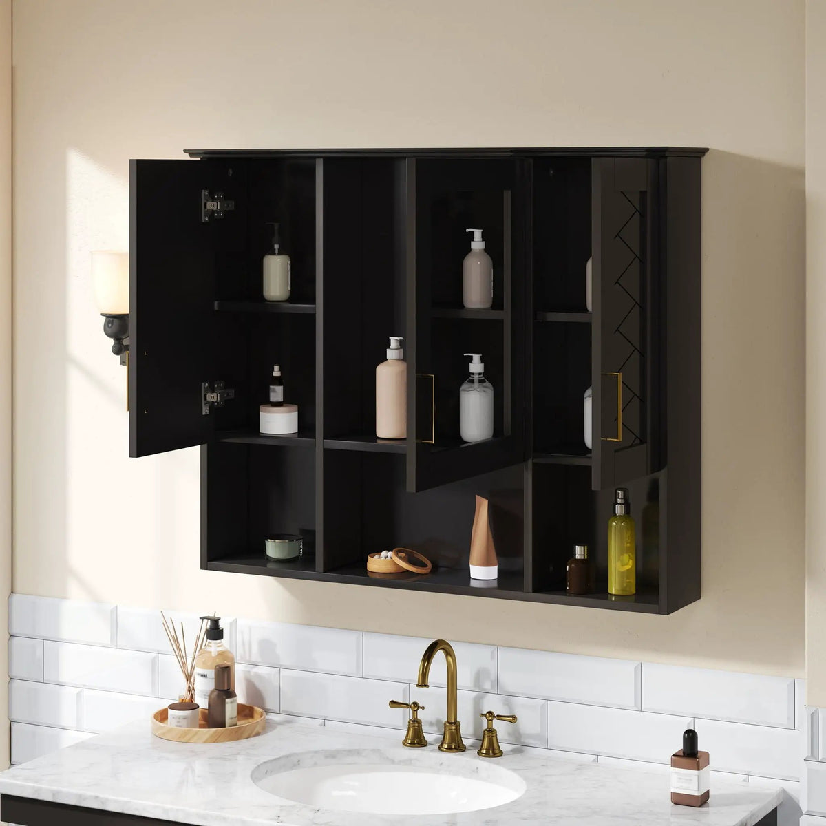 Modern Wall Mounted Medicine Cabinet With Adjustable Shelves, Soft Close Doors, High Define Mirror from PriceLows™