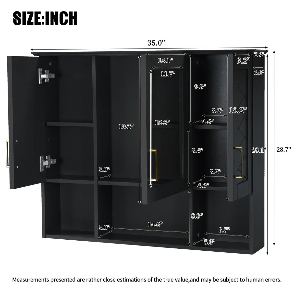 Modern Wall Mounted Medicine Cabinet With Adjustable Shelves, Soft Close Doors, High Define Mirror from PriceLows™