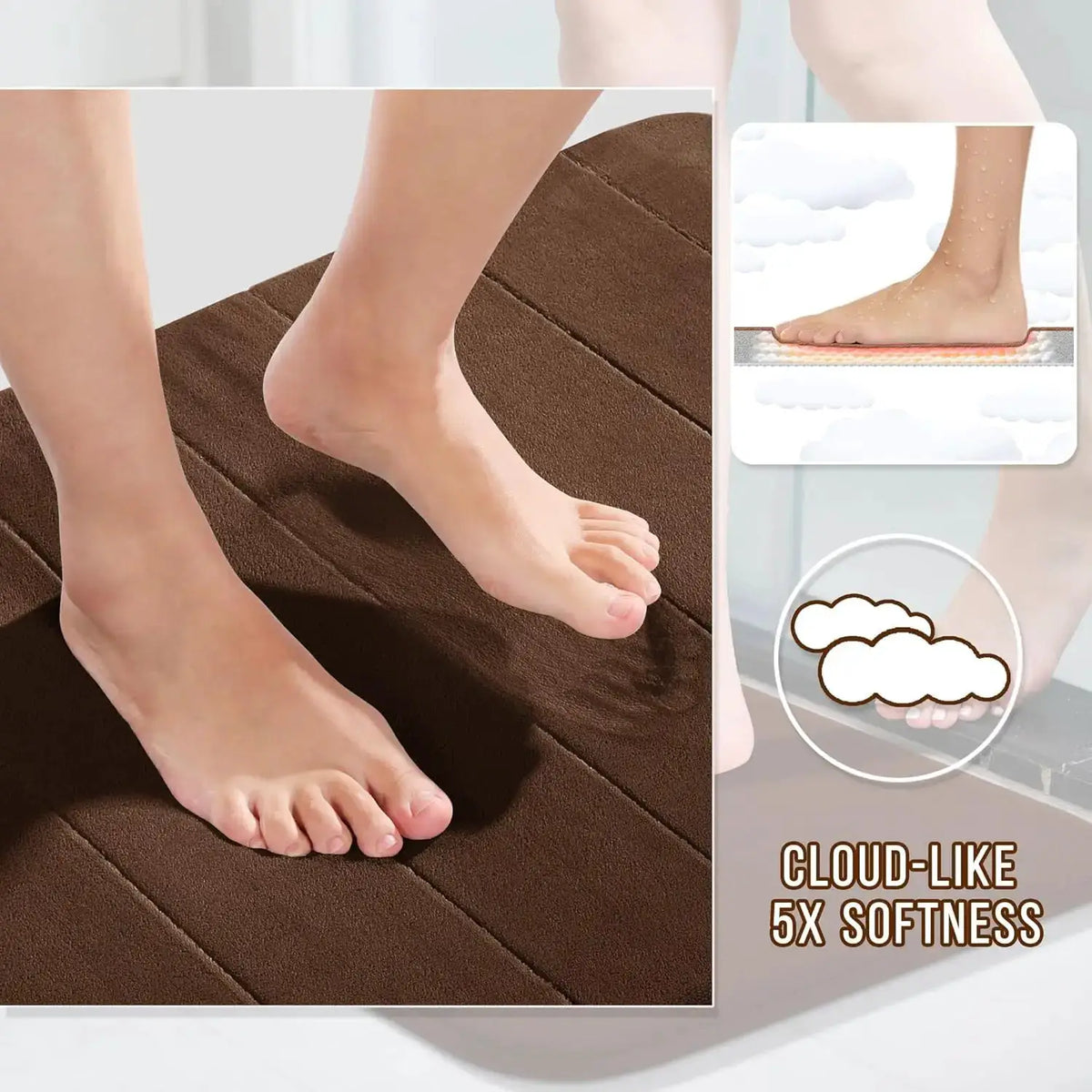 Memory Foam Bath Mat Set 3 Pieces- Super Soft Absorbent Quick Dry Bathroom Rug Sets, Machine Washable Non Slip Floor Ca from PriceLows™