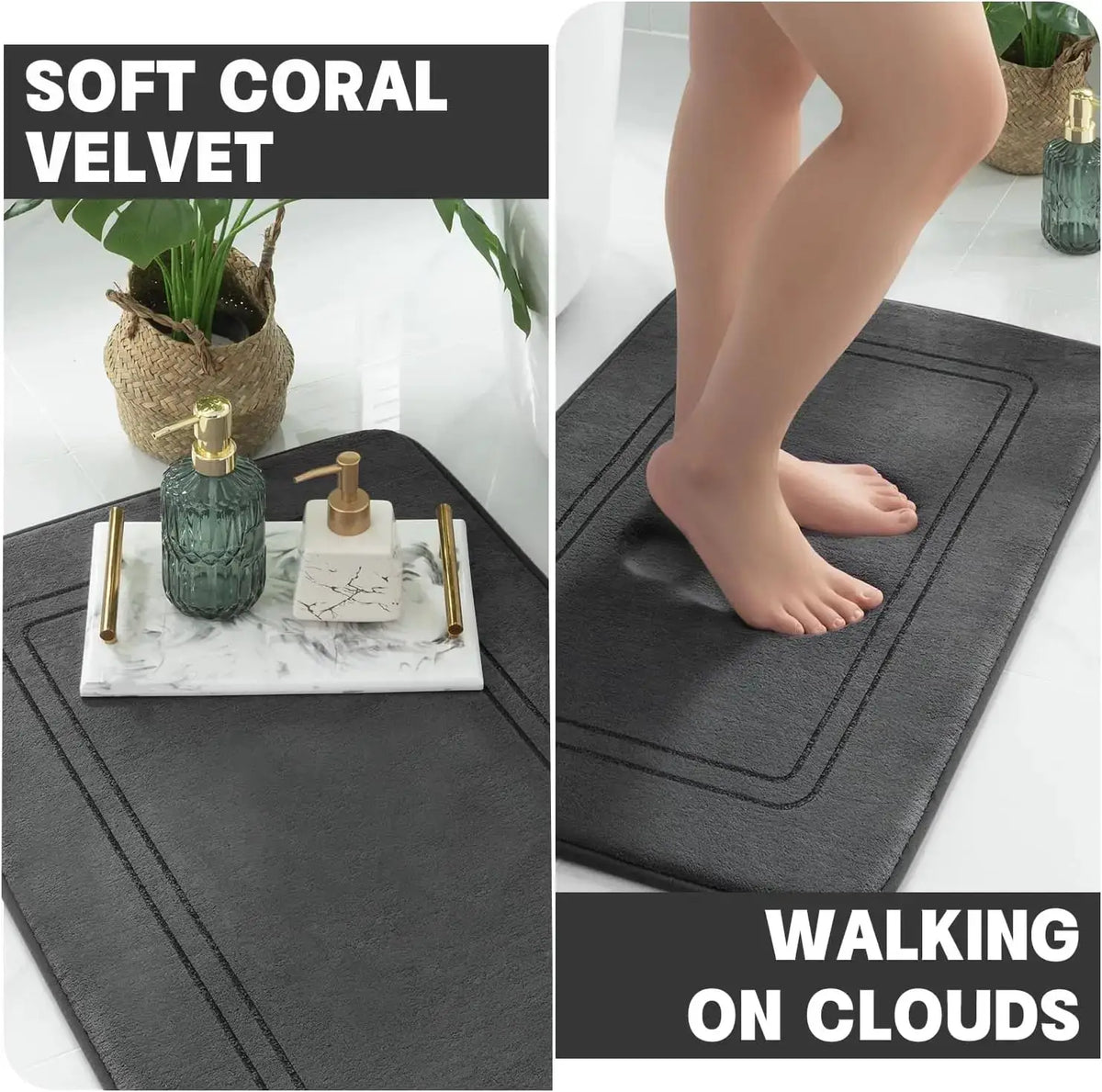 Memory Foam Bath Mat Set, Non Slip Bath Mats for Bathroom, Super Soft Water Absorbent Rug Set, Machine Washable U Shape Toilet from PriceLows™