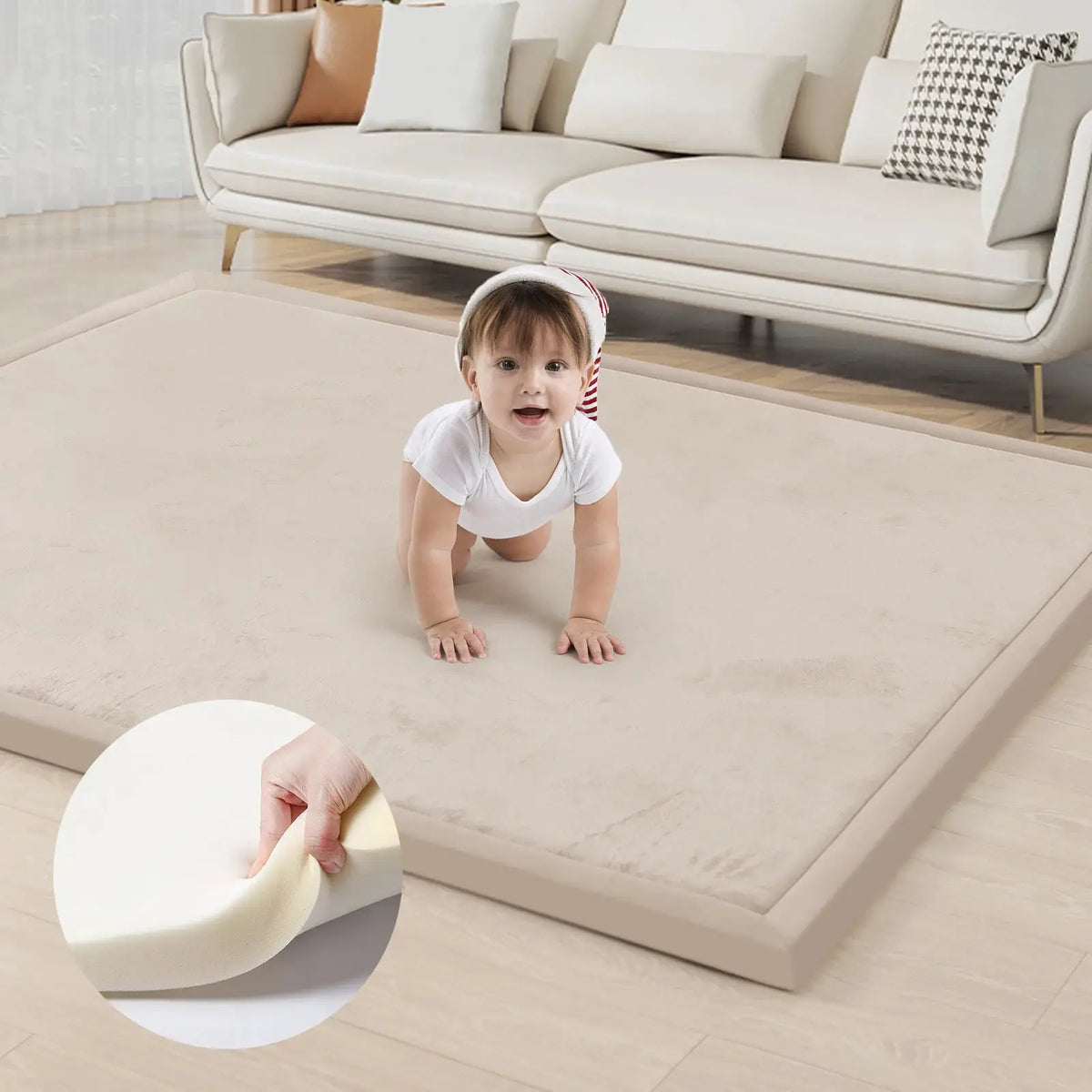 Carpet For Floor 2cm Thick Memory Foam Playpen Mat With Non-slip Bottom For Living Room Soft Velvet Minimalist Carpet Kids Rugs from PriceLows™