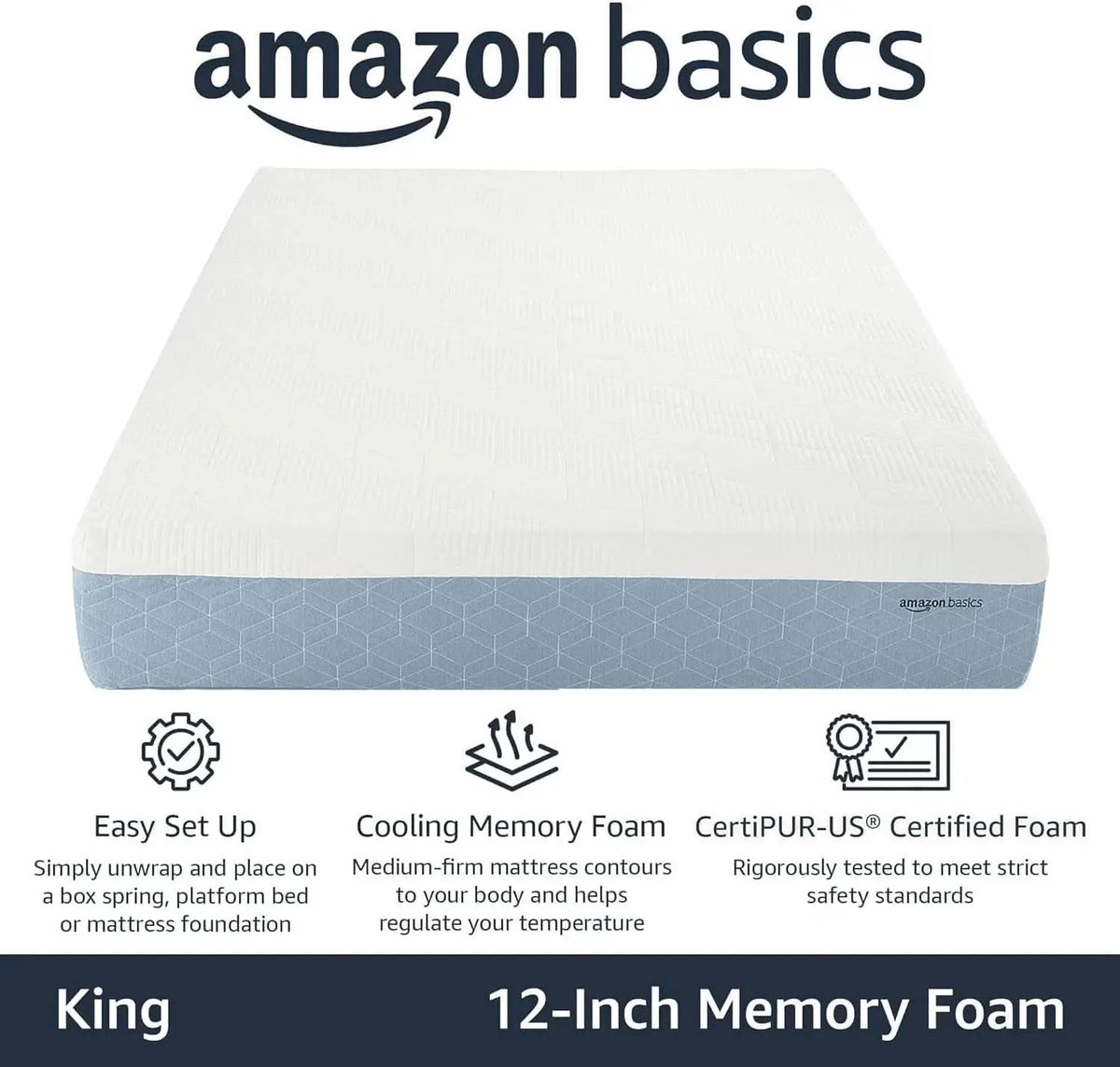 King Size Memory Foam Mattress CoolingGel CertipurUS from PriceLows™