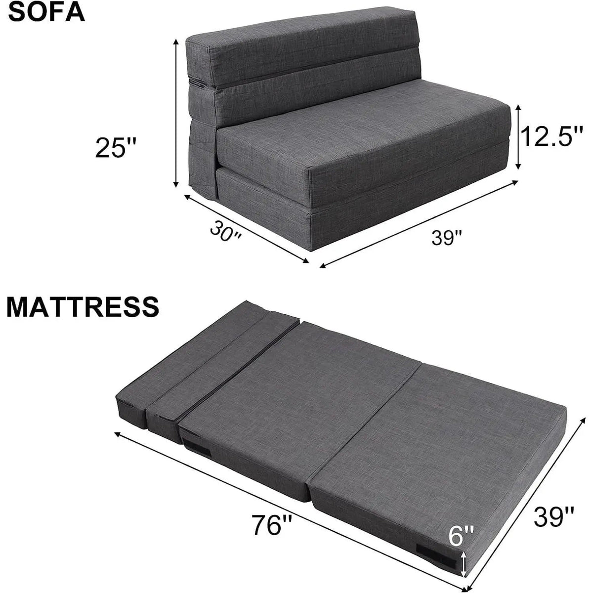 Memory Foam Sleeper Chair With Washable Cover Dark Gray from PriceLows™