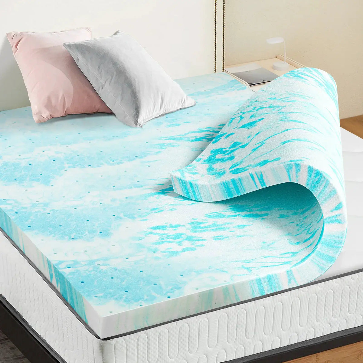 JHK 2-3 Inch Gel Memory Foam Mattress Topper Full Size Cooling Mattress Soft and Breathable Bed Topper School Bedroom Furniture from PriceLows™