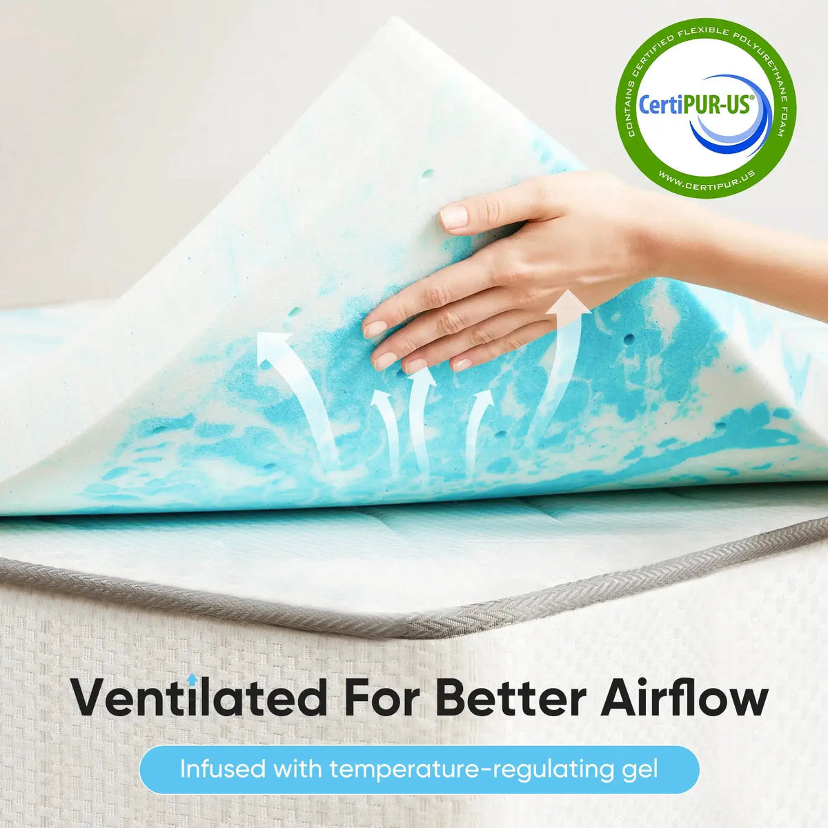 JHK 2-3 Inch Gel Memory Foam Mattress Topper Full Size Cooling Mattress Soft and Breathable Bed Topper School Bedroom Furniture from PriceLows™