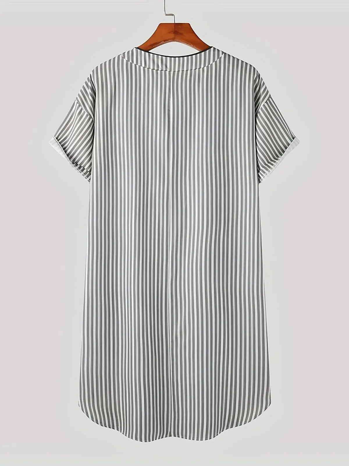 Men Short Sleeve Robe | Striped Polyester | PriceLows™