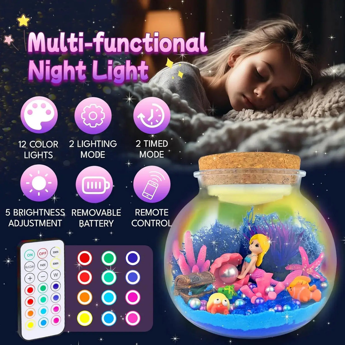 Mermaid Terrarium Kit | LED Night Light | PriceLows™