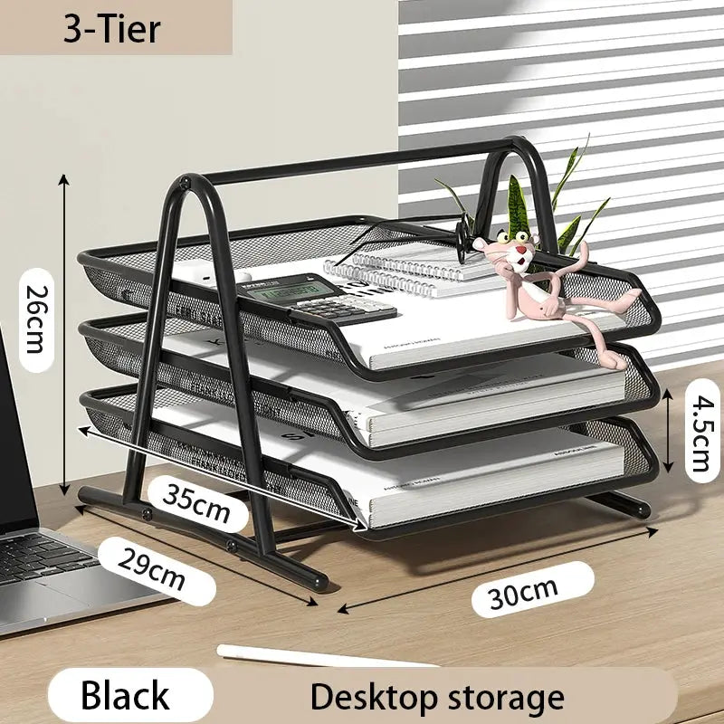 Mesh Letter Tray,Office Desk Paper Organizer with Sliding Trays for Desk Accessories, Office Supplies and File Storage, Black from PriceLows™