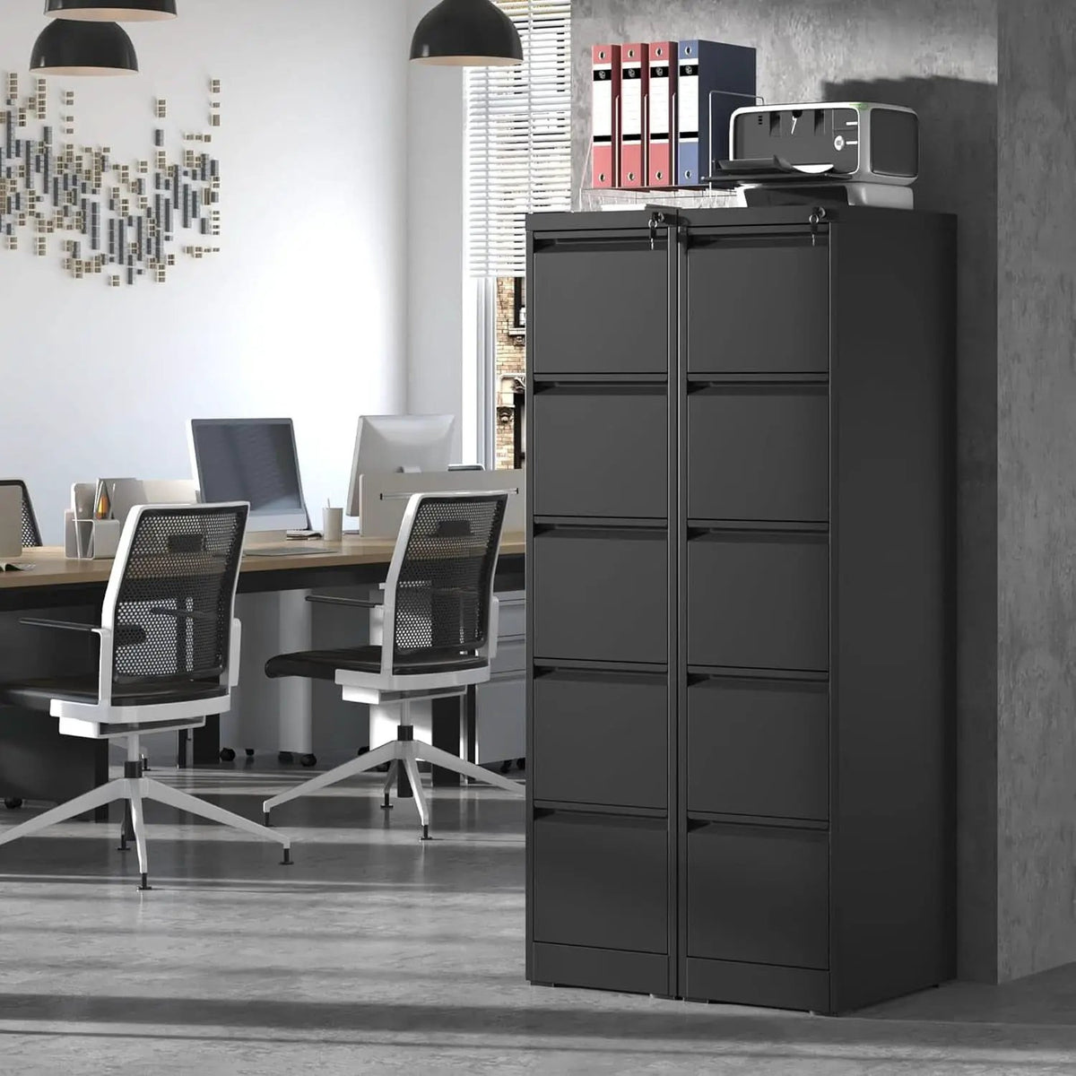 Metal 5 Drawer Vertical File Cabinet With Lock For A4 Letter Legal from PriceLows™