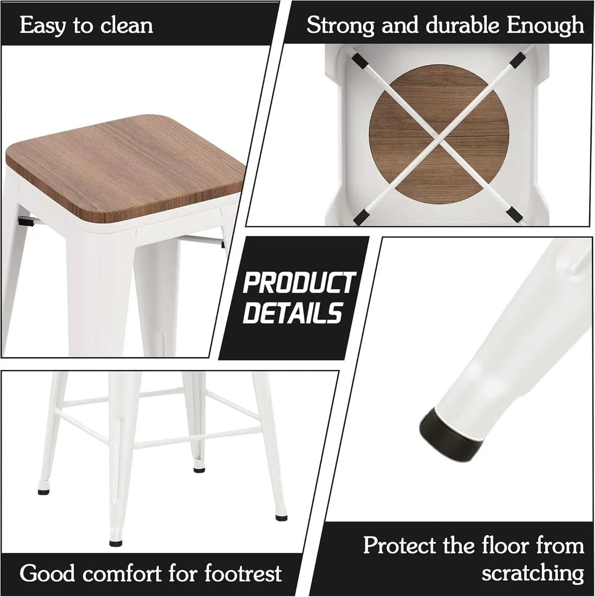 Metal Bar Stools Set of Four Backless Stackable Design from PriceLows™