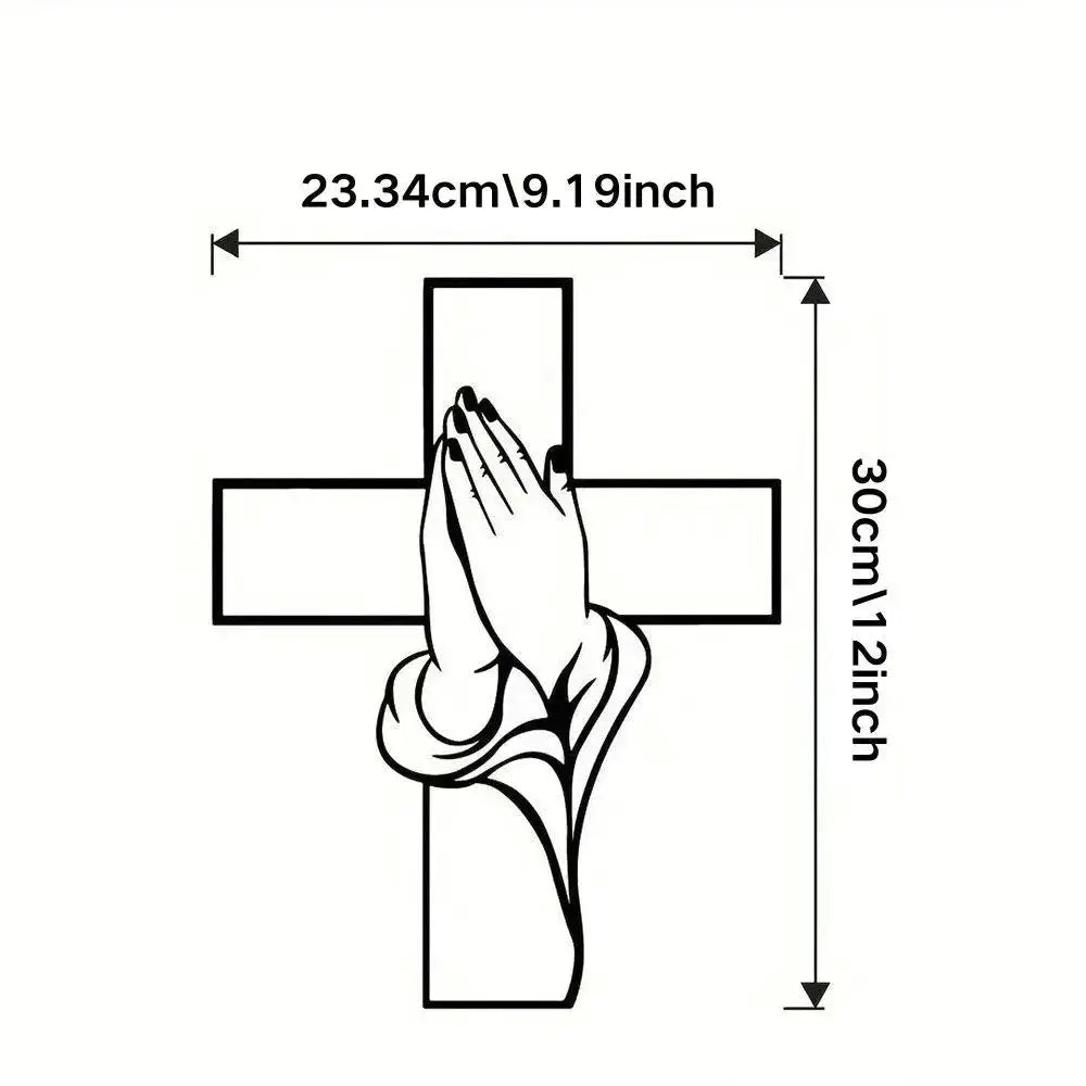 Metal Cross Wall Decor | Cast Iron Praying Hands | PriceLows™