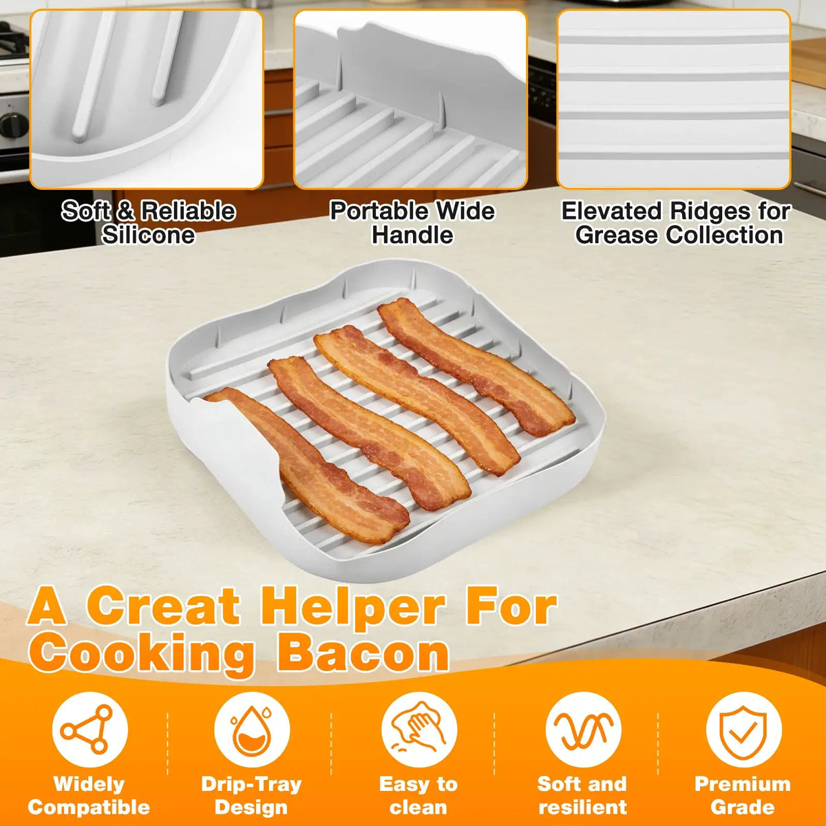 Microwave Bacon Tray | Silicone 9.84 In | PriceLows™
