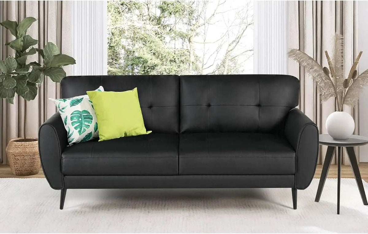 Mid Century Modern Black Loveseat Sofa for Small Spaces from PriceLows™