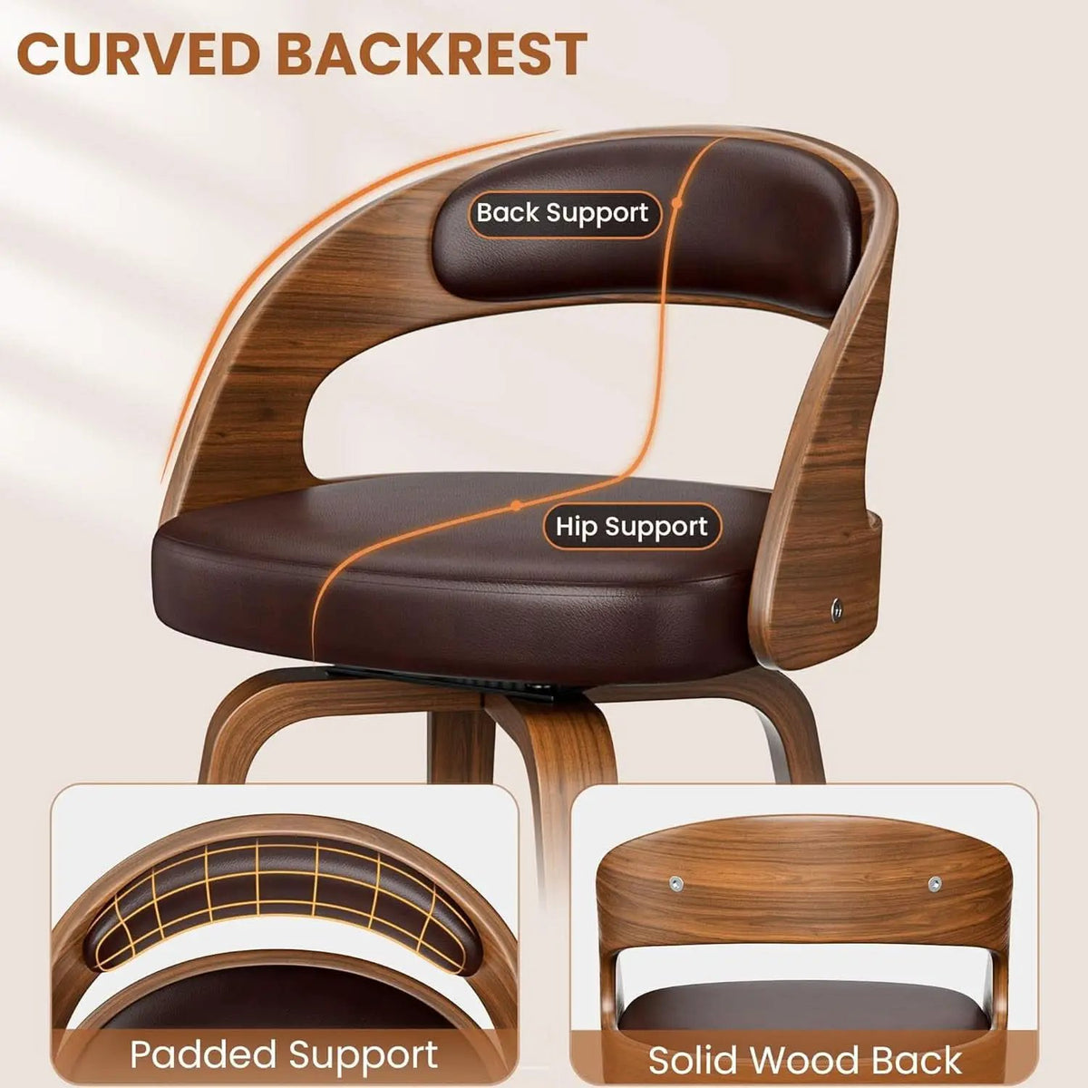 Mid Century Modern Swivel Bar Stools Set of Two from PriceLows™