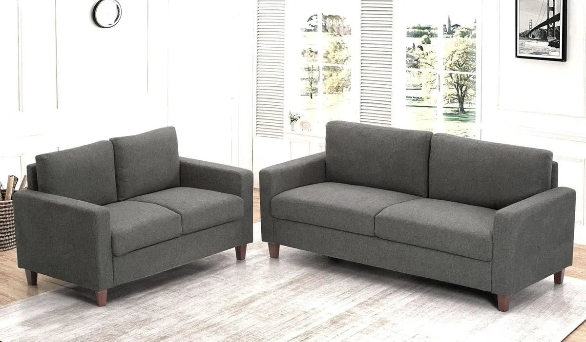 Miles 2 Piece Couch And Loveseat Set With Reversible Pillows Grey from PriceLows™
