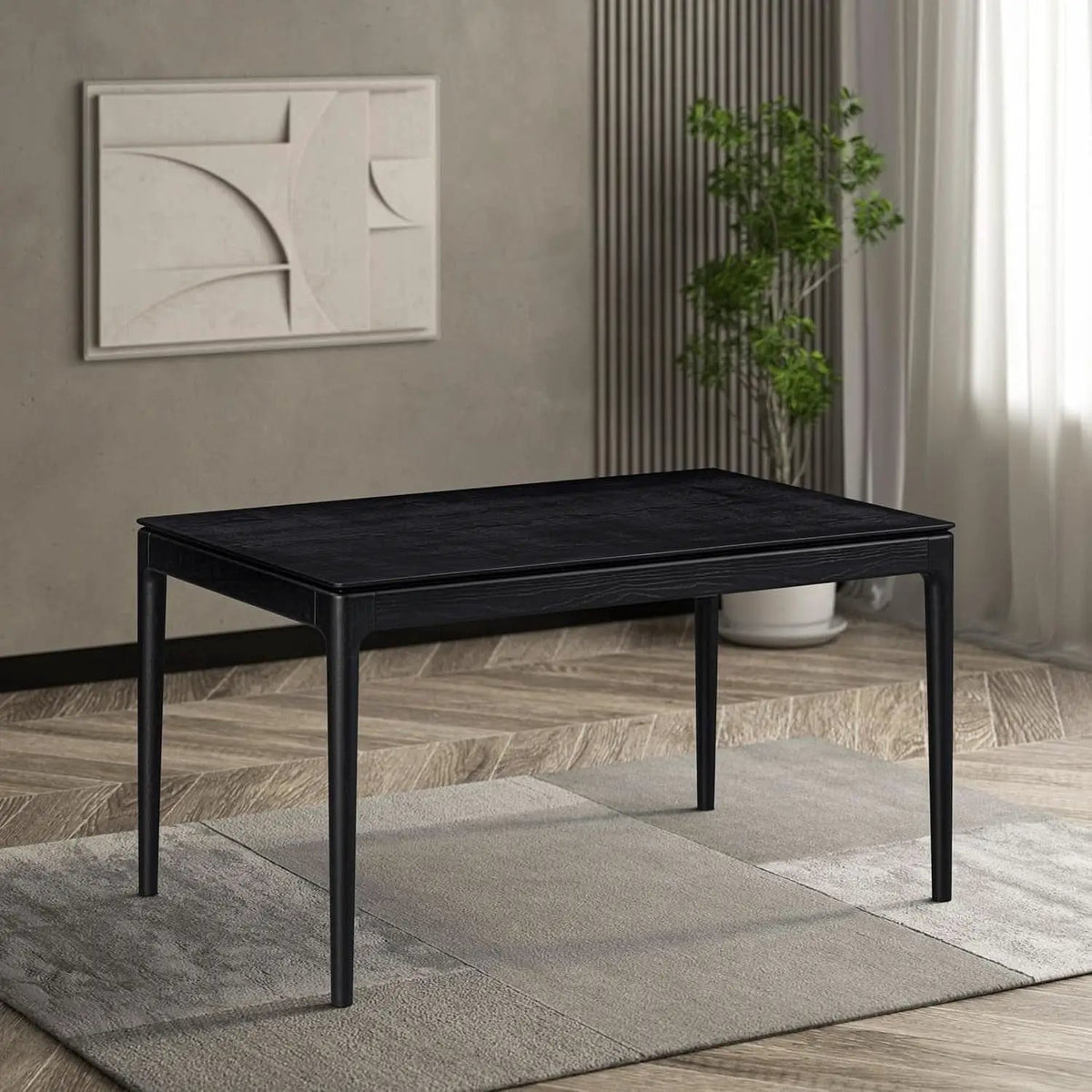 Mingle 55 Inch Modern Rectangular Dinner Table Burnt Black from PriceLows™