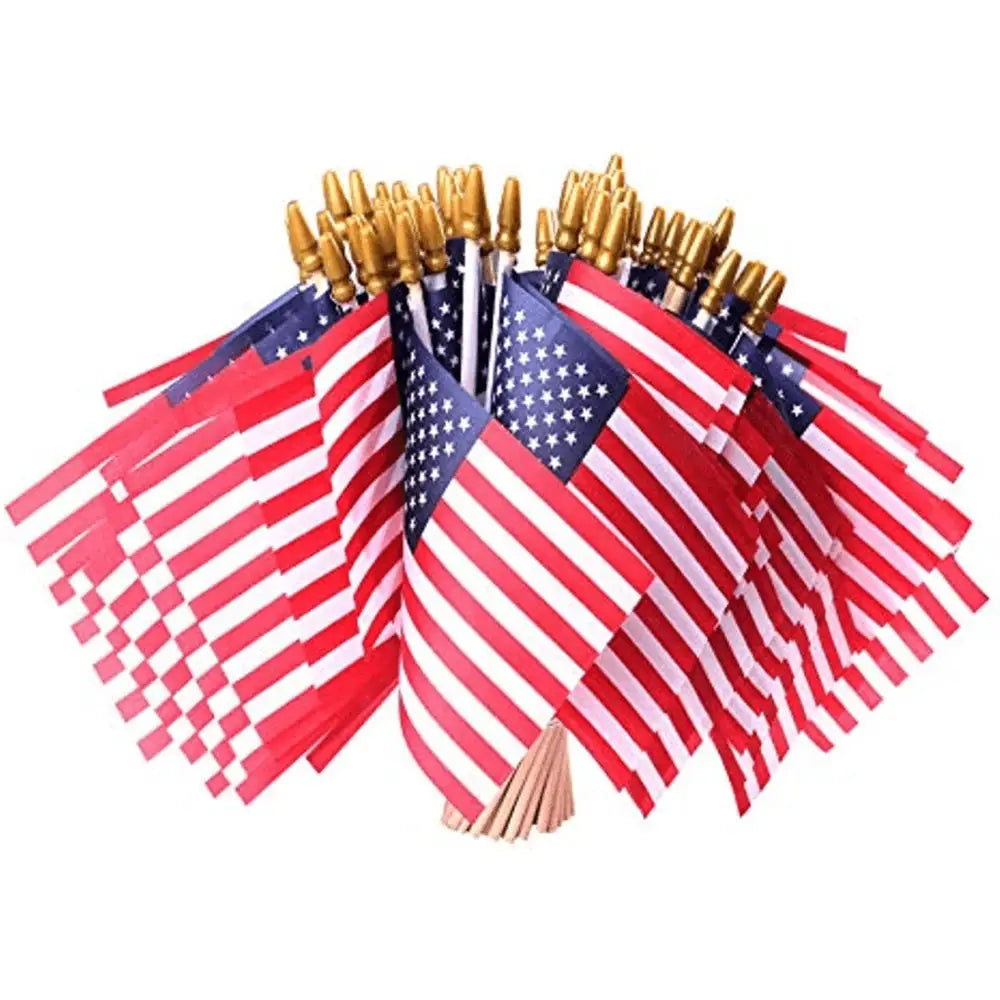 Pack of 100 Mini American Flags - 4x6 Inches American Flag - Small Flags on Sticks - American Flags for Labor Day - American Flag for Classroom - Labor Day Decorations from PriceLows™