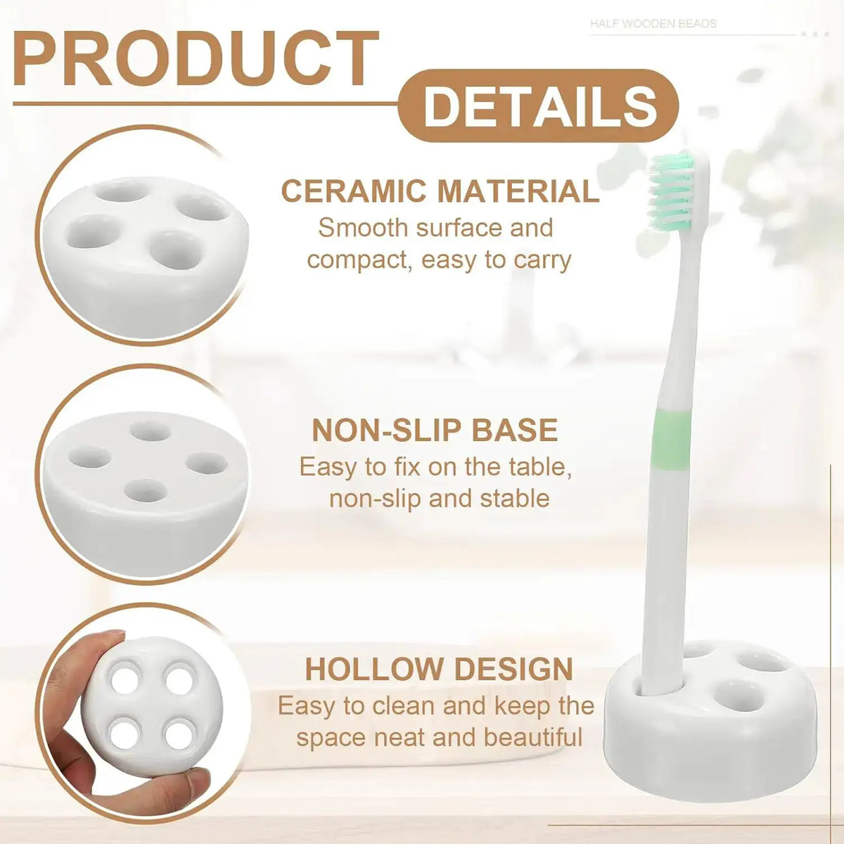 Mini Ceramic Toothbrush Holder | Compact | PriceLows™