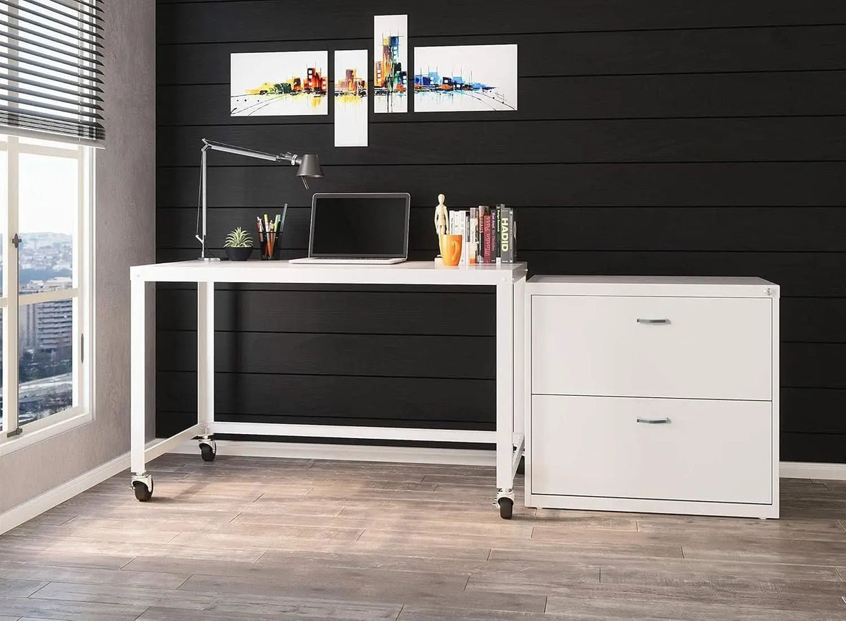 Mobile Metal Desk Workstation with Wheels and Durability from PriceLows™