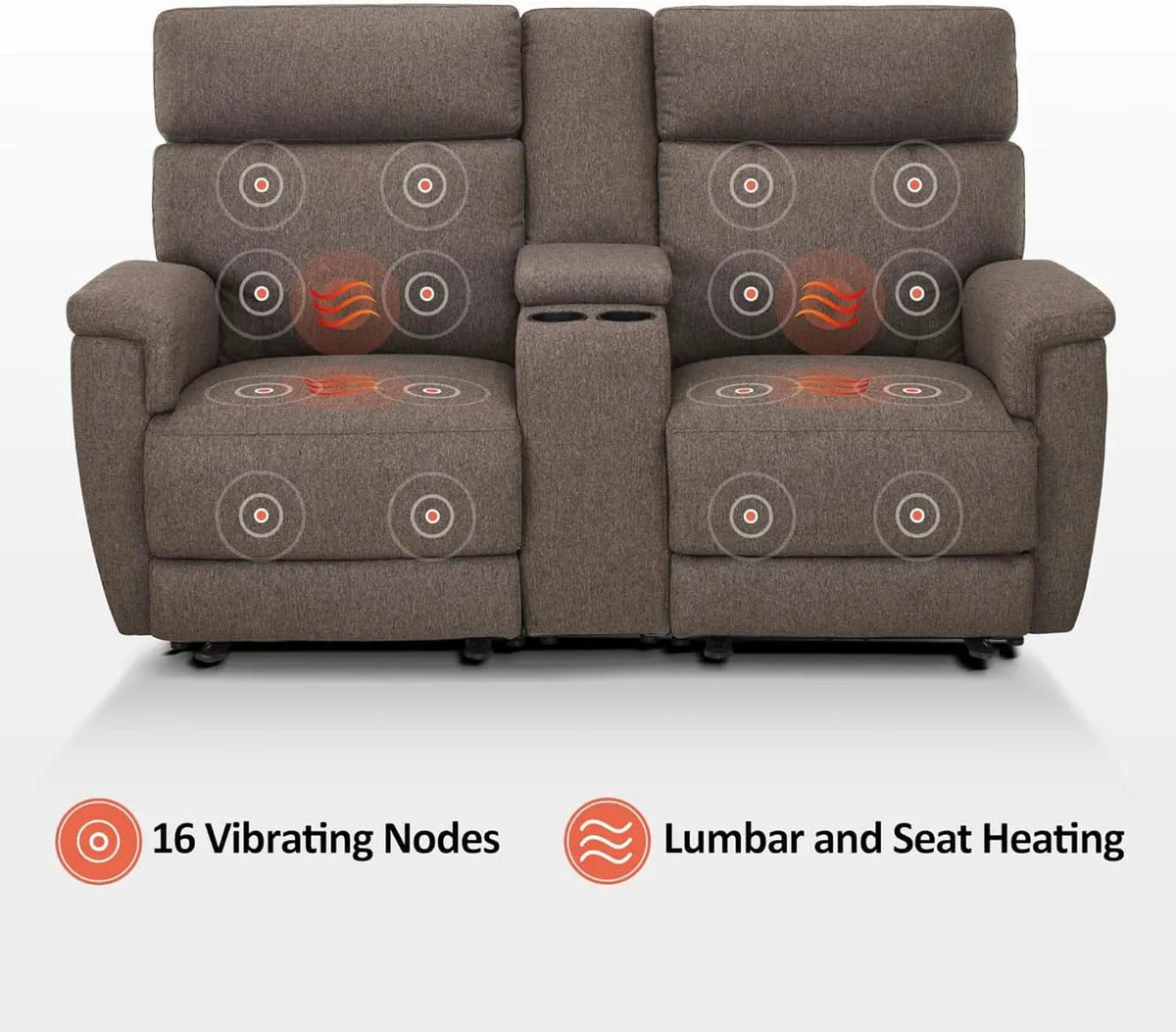 Mocha Power Recliner Loveseat With Massaging For Living Room Comfort from PriceLows™