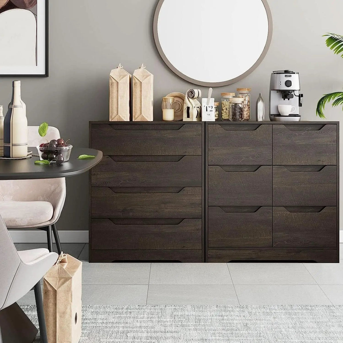 Modern 4 Drawer Dresser Walnut Finish For Bedroom Storage from PriceLows™