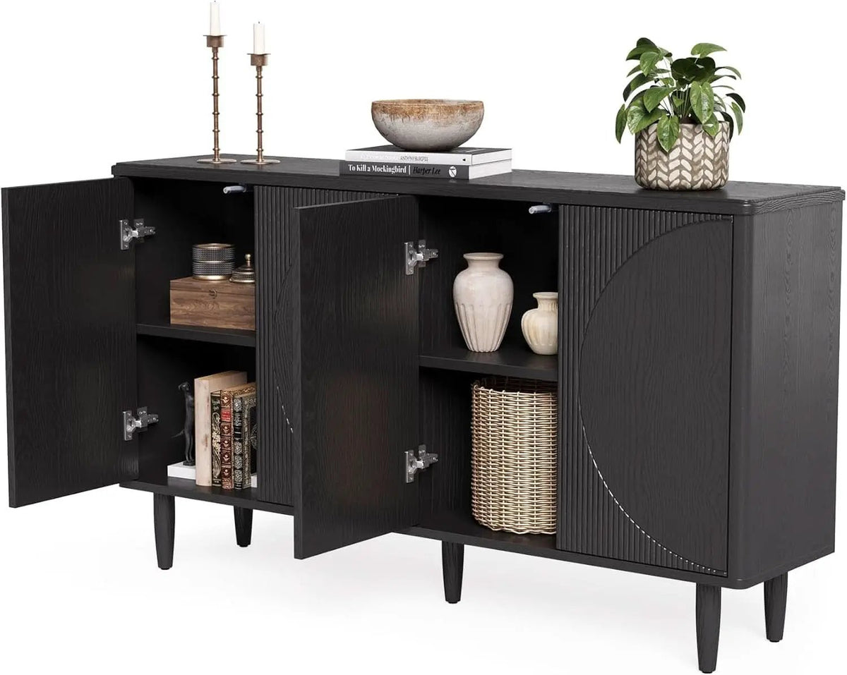 Modern 59-Inch Walnut Sideboard Buffet Table With Storage from PriceLows™