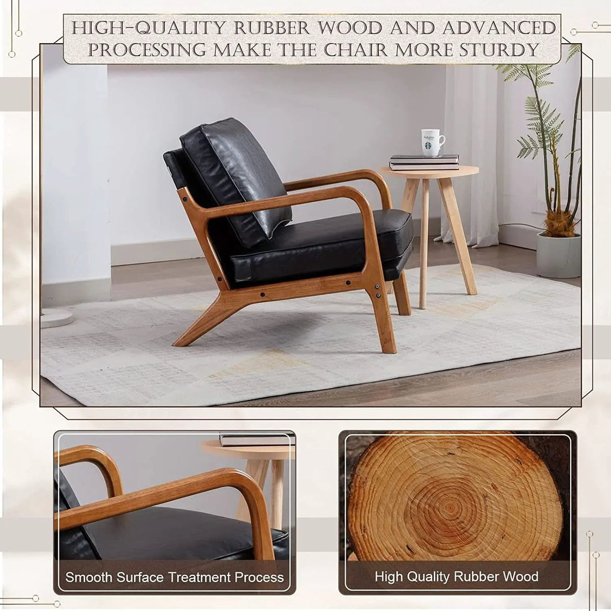 Modern Black Accent Chair With Thick Cushioned Seat from PriceLows™