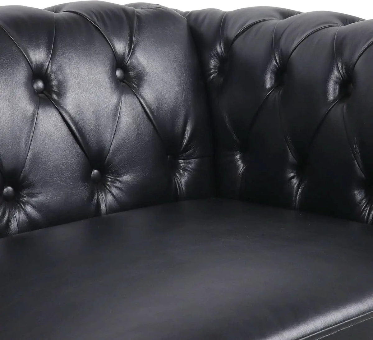 Modern Black Faux Leather Tufted Sofa and Chair Set from PriceLows™
