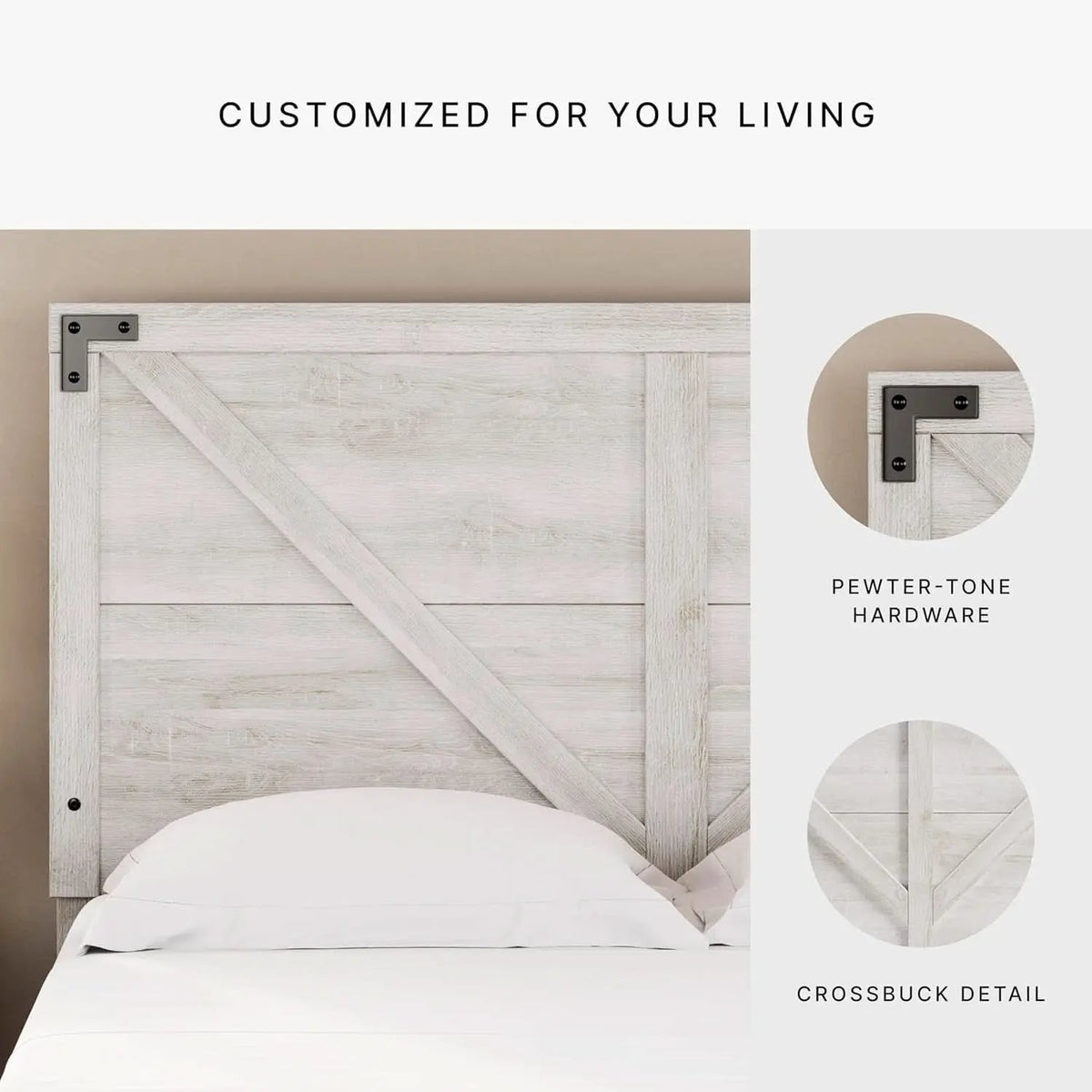 Modern Farmhouse Queen Headboard with Crossbuck Styling from PriceLows™